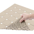 Shower Mat Non Slip 21"x21" Silicone Foldable Bath Mat with Suction Cups & Drain Holes, Odorless, Eco-Friendly & Durable, Machine Washable Shower Stall Mat for Adults, Seniors Beige - color: Beige