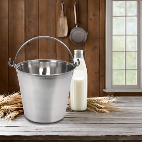 Lindy's 6-Quart Stainless Steel Bucket, Durable Seamless Bucket for Many Home Tasks, Carry Water or Milk, Fill with Food, Use as a Flower Pot, Cleaning Bucket, Table Centerpiece and Much More - size: 6 quarts