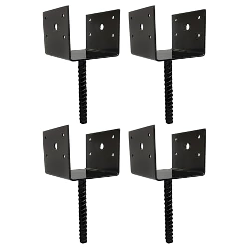 U Shaped 6x6 Deck Post Concrete Anchor Spike, Fence Post Base, Black Powder Coated (4 Pack) - color: Black Powder-Coated, size: 6x6