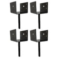 U Shaped 6x6 Deck Post Concrete Anchor Spike, Fence Post Base, Black Powder Coated (4 Pack) - color: Black Powder-Coated, size: 6x6