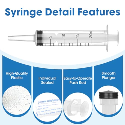 20mL Plastic Syringe for Liquid - 3 Pack Large Syringes with Adapter | Individually Wrapped for Scientific Labs, Feeding, Oil Filling - style: 20mL