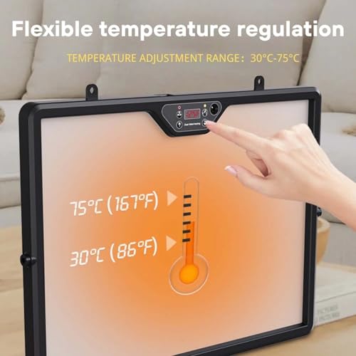 GROZY Double-Sided Chick Brooder Heat Plate 86-167°F Adjustable Temperature Angle Heater with Remote LED Night Light & Temp Display, Energy Saving Chicken Coop Heater for Chicks Ducks Cats Dogs