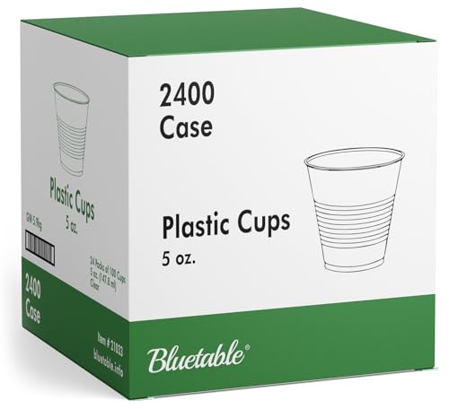Bluetable 5 oz Cups Disposable Plastic Bulk 2400 Case – Small Medicine Cups 5 Ounce Bathroom Cups Translucent cup 5 oz. Water Dispenser Clear Drinking Cup [2400 Pack/Case] - size: 2400 Count (Pack of 1)