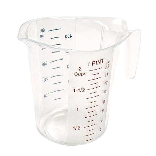 Winco 1 Pint Clear Plastic Measuring Cup | Graduated measurements, Stackable design, For liquid and dry ingredients, baking and commercial food prep - size: 1 Pint