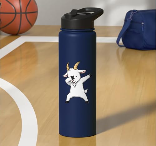 Dabbing Goat Kids Halloween Costume Cute Farm Animal Dab Stainless Steel Insulated Water Bottle - color: Navy Blue