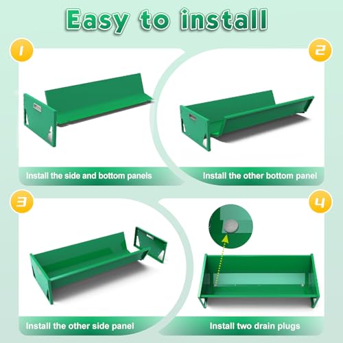 15 Gal Goat Feeder, Deer Feeder Livestock Feeding Metal Trough 39.4 Inch Heavy-Duty Galvanized Portable Pig Feeder for Farms Alpacas Hay Feeder for Goats, Calves, Sheep, Horses Deer (Dark Green)