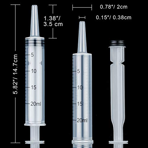 Boao 10 Pack Plastic Syringes Without Needle for Epoxy Resin,20 Ml | Measuring Syringe for Precise Measuring, Epoxy Applicator in Resin Crafts Labs Pet Feeding Oil Glue liquid Dispensing - size: 20 ML