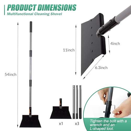 Suchtale Flat Shovel, 11-Inch Floor Scraper, Long Handle Weed Scraper | 11-Inch Garden Cleaning Shovel with Foot Step for Weeds, Moss, Lawn Edging, Driveways, Sidewalks, Light Snow and Thin Ice