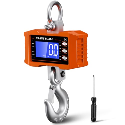 Digital Crane Scale 2200lb/1000Kg Digital Hanging Scale with LCD Screen, Crane Scale Industrial Heavy Duty with Unit Change, High Precision Crane Scale for Market, Farm, Construction, Factory - color: Orange