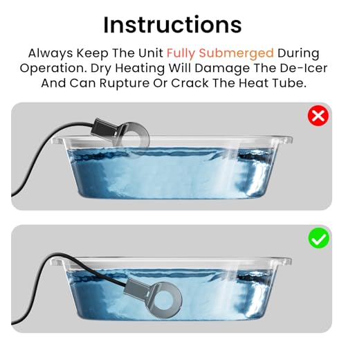 250W Submersible Cast Aluminum De-Icer – Thermostatic Chicken Water Heater for Livestock Tanks & Winter Bird Baths, Energy-Efficient Anti-Freeze Utility Heater, Black - size: 250W