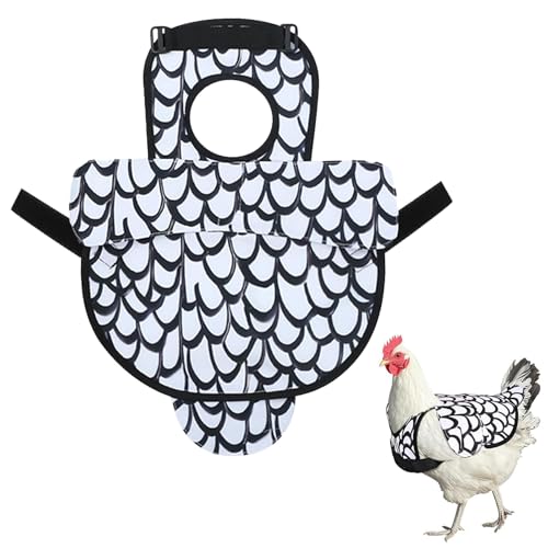 Chicken Saddles for Hens, Chicken Apron Back Protector for Hens with Adjustable Strap, Chickens Hen Mating Saddle with Wing Cover-White - color: White