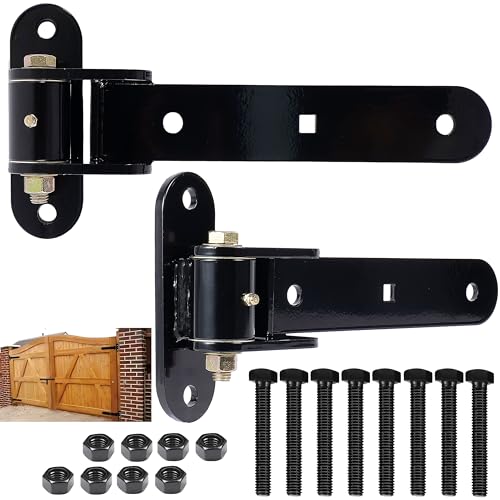 13” Heavy Duty Gate Hinges,900 LBS Load Capacity, Thickened Solid Steel | 180°Open or 90°in/Out Swing,Black Hinges With 8Bolts,Smooth operation,Bolt/Weld On Wood/Metal Garden Fence Shed Barn Gates - size: Large-8Bolt