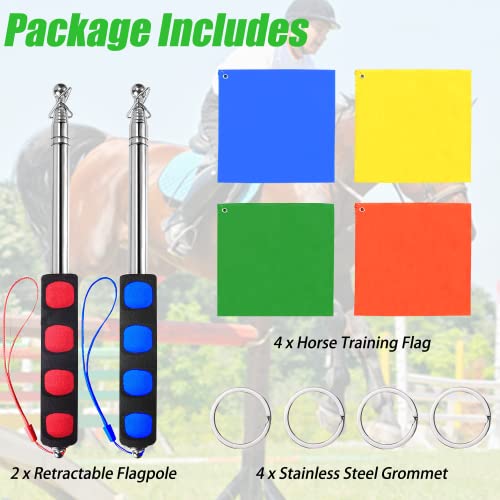 4 Pcs Horse Training Flag Horse Training Equipment with 48" Telescopic Handheld Flagpoles, Portable Equestrian Nylon Training Flag for Horse Lunging Training