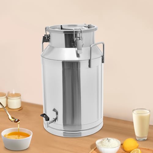 40L/10.57Gal Stainless Steel Milk Can 201 Stainless Steel Milk Jug Sealed Bucket Wine Pail Bucket Milk Can Liquid Storage Container w/Faucet & Sealed Lid for Milk Wine Water Liquid - size: 40L|w/Faucet|201