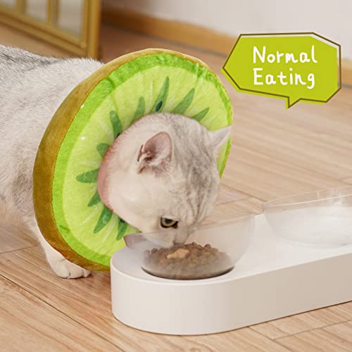ANWA Adjustable Cat Cone Collar Soft, Cute Cat Donut Collar After Surgery, Kitten Recovery Cones to Stop Licking - color: Kiwifruit, size: Large