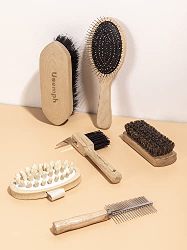 Horse Grooming Kit (12-Piece): Brushes, Storage Bag, Sweat Scraper, Mane Comb, Grooming Gloves, Horse Gift for Girls (Black) - color: Black