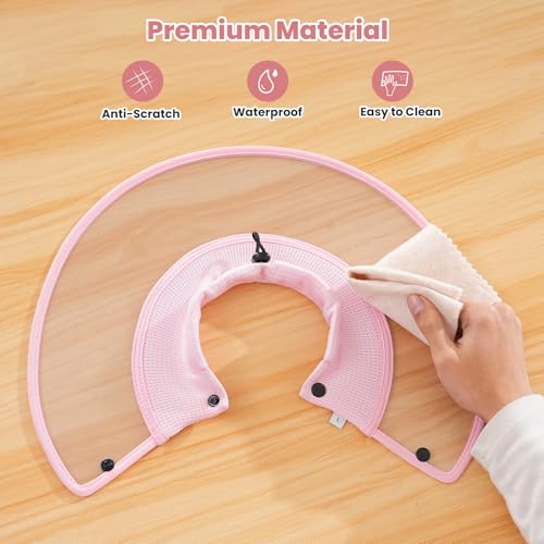 Avont Soft Mesh Large Pet Cone, Adjustable Anti-Lick E-Collar (Pink L) | Neck 8.7-11.8" Depth 5.3" Adjustable draw, hook & loop, snaps, water-resistant, clear-view spay recovery - color: Pink, size: Large