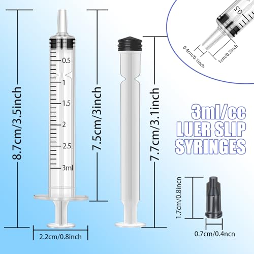 50 Pack 3ml Plastic Syringes with Caps for Science Labs, Liquid Measuring, Watering, Refilling, Oral,Pet - size: 3ml-50Pack