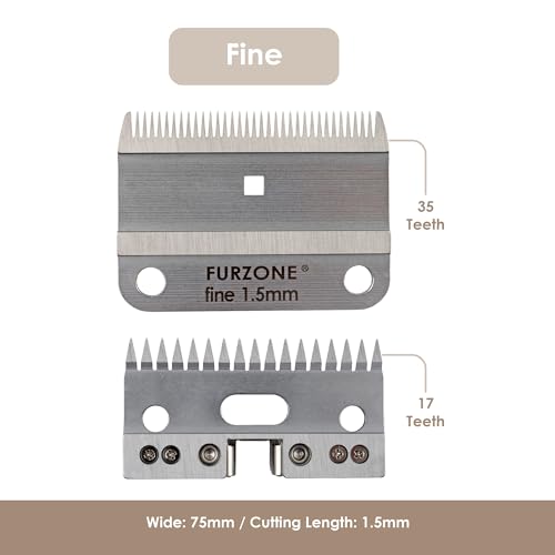 FURZONE A2 Large Animal Clipper Blade (FINE) - 2 in 1 Set (35&17 Teeth), Horse Grooming Replacement Blade, Professional Stress-Free Grooming, 1/16-Inch/1.5mm Cut Length - size: Fine 1.5mm