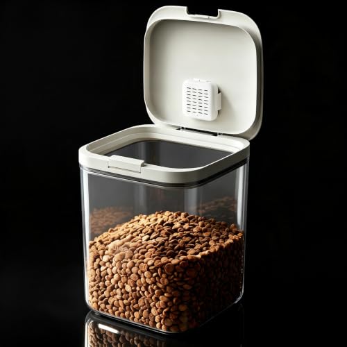 LivLab Mker 15 lb Airtight Pet Food Storage Container, 11 L, White | 11 L BPA-free bin with airtight pop-lock lid keeps up to 15 lb of dry dog or cat food, treats, rice, flour, or cereal fresh. - color: (D983)-11L