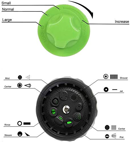 Garden Hose Nozzle Adjustable Hose Spray Nozzle High Pressure 8 Watering Pattern with 3.5Oz Soap Sprayer Power Garden Water Hose Foam Nozzle Sprayer for Car Washing Pet Shower Black