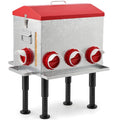55 LB 10-Gallon Automatic Chicken Feeder, Large Metal Poultry Feeder with Window, 4-Sided No-Waste Feeding Design, Rust-Resistant Steel with Adjustable Legs for Outdoor Coops - size: 55 lb - 8 Ports