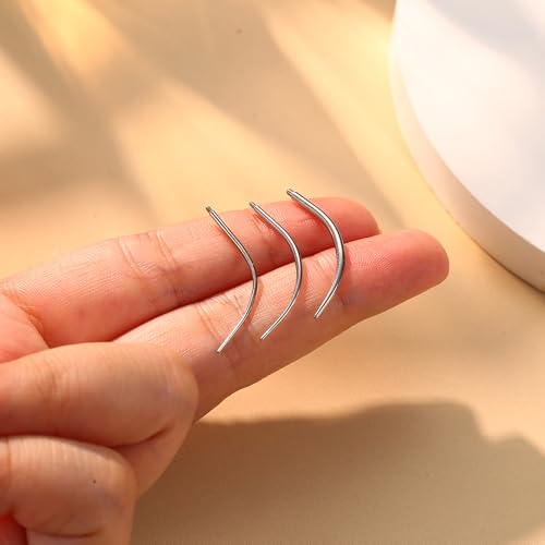 GEMQUEEN Piercing Ball Grabber Tool, 14-20G Taper for Changing Jewelry | Surgical Steel Flat Back Earrings Threader Tool Insertion Pin, Body Piercing Kit for Ear Rook Conch Nose Lip Jewelry Removal - style: Curved External Thread(14G 16G 18G)