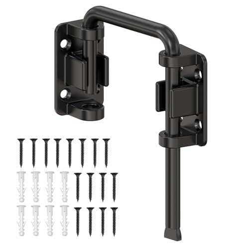Sliding Door Loop Lock, 90/180 Degree Patio Door Latch, Black | Stainless Steel Home Security Loop Latch for Sliding Barn/Single/Double Opening Gate, Shed, Closet, Window, Fence - color: Black-1PC
