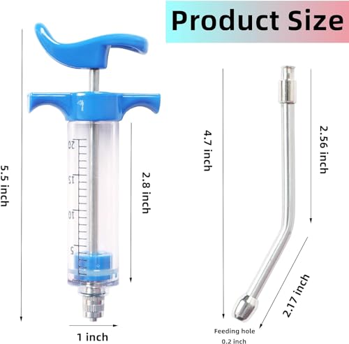 1 Pcs Goats Feed water filler, Drench Nozzle, Reusable, Adjustable Dosage, for Cattle, Sheep, Goats, Horse, Pig, Dog Supplies (Blue 20ml) - size: C (20ml)