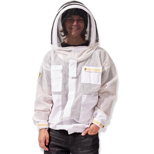 Sting Stopper Ventilated Beekeeping Suit, Olive Green, 5X-Large | Removable Veil, Triple Layer Breathable, Full Body Protection, For Men & Women - color: Beekeeper White, size: 5X-Large