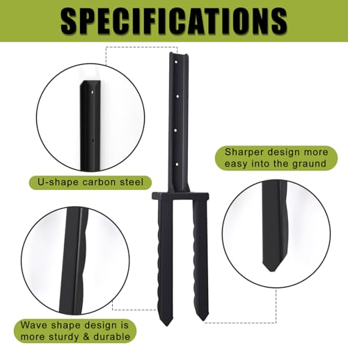 2 Pack 30" Fence Post Repair Kit for Fix 4x4|6x6 Fence Post | Wave Design Fence Post Stake Spike ,Fence Post Anchor Ground Spike for Repair Tilted/Broken Wood Fences Post - size: 2 Pcs
