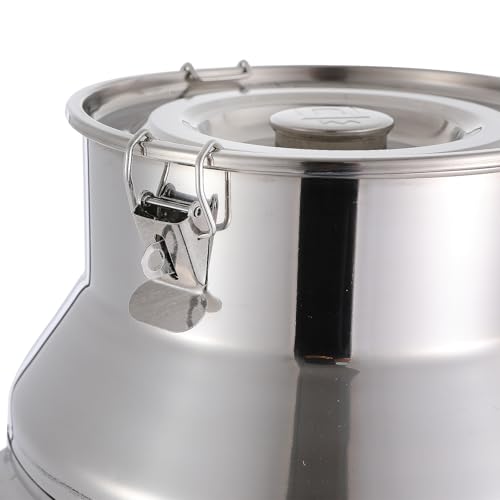 DYNAMI 7.4Gal Stainless Steel Milk Can,Large Metal Airtight Canister with Sealing Silicone Ring and Locking Clamp,Stainless Steel Milk Bucket,for Water, Tea, Wine