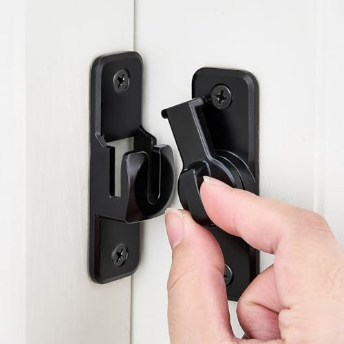 2 Pcs Black 90/180 Degree Flip Latch,Zinc Alloy Barn Door Latch | Right Angle Door Lock Latch,Sliding Door Latch Lock,for Cabinets,Bedroom,Fence Gates,Window,Garden,Garage,Pet Cage - color: Black