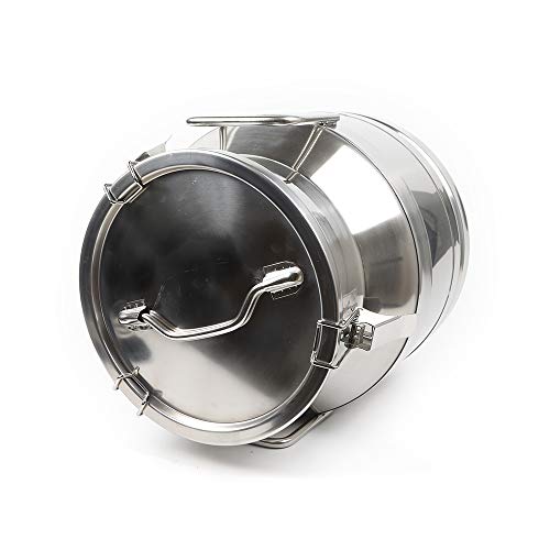 Milk Can with Sealed Lid, Stainless Steel Milk Transport Cans Wine Pail Bucket Tote Jug Pot Oil Liquid Storage Barrel with 2 Handles Sealed Silicone Anti-Leak Ring Lock Belt 20L 5.28 Gallon - color: 20l