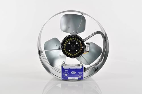 Master Flow GAF 1600 CFM Power Gable Mount Fan With Humidstat & Thermostat (HT1): Easy Installation & Efficient Exhaust Ventillation|High Airflow Capacity for attic spaces upto 3000 sq.ft. - EGV6HT - size: 1600 CFM, style: Humidistat & Thermostat