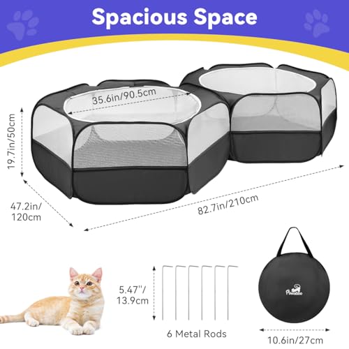 Pawaboo Small Animals Playpen, Large Chick Brooder with Zipper Splicing | Portable Chicken Coop Run, Pop Up Pet Enclosure Cat Tent for Guinea Pig Bunny Puppy Indoor Outdoor - color: T-Classic Black