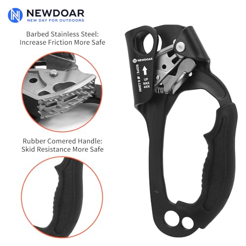 UIAA & CE Certified Hand Ascender Rock Climbing Tree Arborist Rappelling Gear Equipment Rope Clamp for 8~13MM Rope - color: Black Pro-Right
