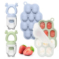 KingKam Breastmilk Popsicle Molds & Baby Fruit Feeder Teether (2 Set) | Teething Gum Cooling Relief, Food Freezer Tray with Lid, for Pureed Vegetables, BPA Free Silicone, Dishwasher Safe，4 Month+ - color: Blue / Green