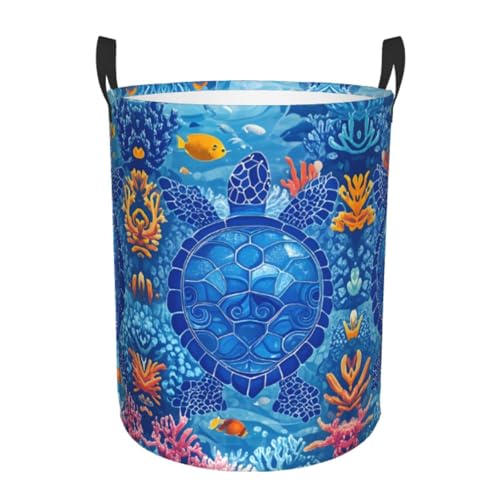Laundry Basket Turtles Collapsible Large Capacity,63L Dirty clothes basket Durable Lightweight Hamper With Handles Ideal For Clothes,Toys Home Organization size19.6"L x 15.7"W - color: turtles