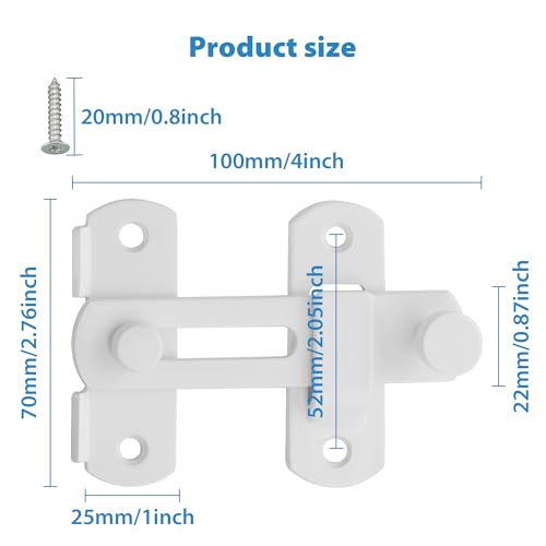 Alise 2pcs 4 Inch White SUS304 Stainless Steel Gate Latches for Barn Door | Heavy Duty Gate Hardware ,Security Flip Latch,Anti-theft Latch,Safety Door Lock for Barn Wood Fence Sliding French Doors - color: White, size: 4 inch-2p