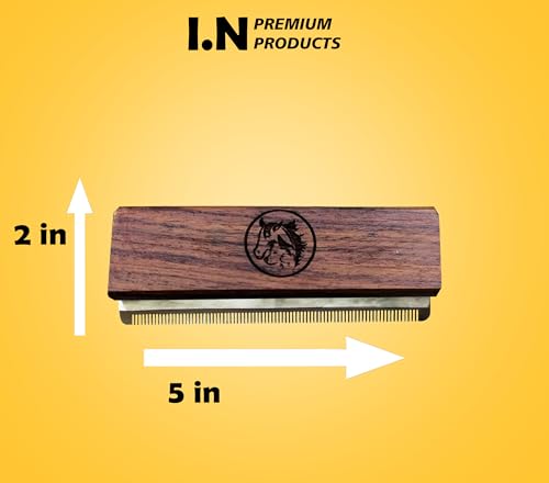 Deshedding Grooming Brush for Dogs Cats & Horse Easy Ergonomic Wood Groomer Brush Professional Brush Grooming Tool Supplies, Remove painlessly 95 Percent of Lose Hair Fur & Dirt (5 inch)