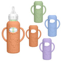 4 Pack Silicone Sleeves for Dr. Brown's Glass Baby Bottles -Drop Protection Easy-Grip Baby Bottle Sleeves Holder with Handles, Compatible with Dr. Brown's Newborn Glass Bottles 8 oz/250 mL - color: Blue 4 Pack 8OZ