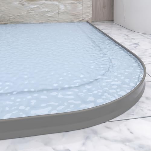 Raycity 3"H Shower Threshold Water Dam, Shower Water Guard, 67 Inch, Gray | Silicone Rubber Water Stopper for Walk in Shower, Water Barrier, Prevent Leaks, Suitable for Bathroom, Kitchen - color: Gray, style: 67 inch