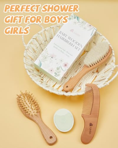 Baby Grooming and Health Kit, Lictin Nursery Care Kit, Newborn Safety Health Care Set with Hair Brush,Comb,Nail Clippers and More for Newborn (Walnut) | Baby Cradle Cap & Comb for Newborns & Toddlers, Baby Boy Girl Essentials, Perfect Baby Grooming Kit, S