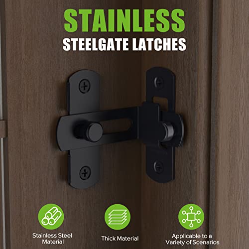 Barn Door Lock, 90 Degree Bifold Flip Door Latch, Black | Stainless Steel Angle Latch Lock for Barn, Bathroom, Outdoor, Garage - color: Black