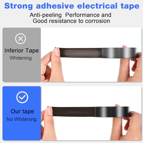Frienda 10 Pack Black Electrical Tape 3/4 in x 66ft Waterproof High Temperature Resistance Electric and Wire Tape Under 600v Home Outdoor Multipurpose Insulating Wire Wrapping