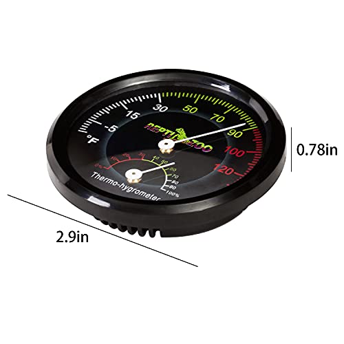 REPTI ZOO Reptile Terrarium Thermometer Hygrometer Dual Gauges Pet Rearing Box Reptile Thermometer and Humidity Gauge - size: 8*8*2cm/3.14*3.14*0.788''