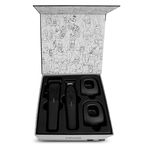 TPOB Play Barber Hair Clipper and Trimmer for Men 7500 RPM with Rubber Grips (Blackout 2 Set) - color: Blackout 2 Set