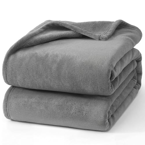 Hansleep King Grey Fleece Blanket, Soft Flannel Bed Blanket | Fuzzy Cozy Blanket 90x108 Inches, Multi-use for Bed, Sofa, Couch, Travel, Camping, All Season Warm Lightweight Cover - color: Grey, size: King (90x108 Inches)