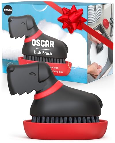 (NEW) OTOTO Oscar Dog Dish Brush - Dog Gifts, Daschund, Wiener Dog, Dish Scrub Brush, Dish Scrubber, Kitchen Vegetable Scrub Brush Palm Brush, White Elephant Gifts, Cute Kitchen Gadgets - style: Oscar